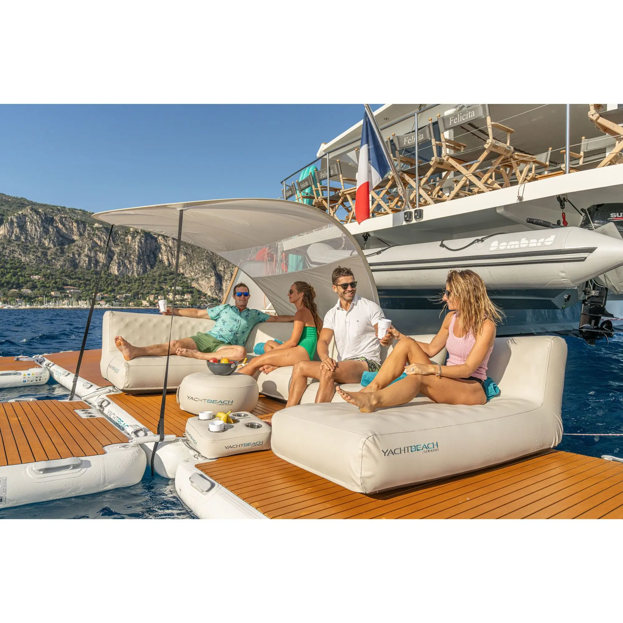 Yachtbeach Sun Roof  with 2 molded Connectors fits to all YB Platform, Docks, Pool or Sunbed